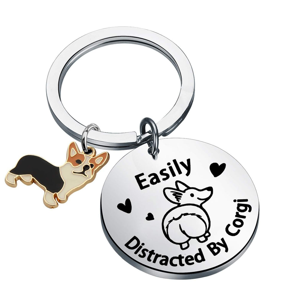 [Australia] - MYOSPARK Corgi Mom Gift Easily Distracted by Corgi Keychain Dog Jewelry Gift for Corgi Lover Corgi Owner Dog Sitter Gift Corgi KC 