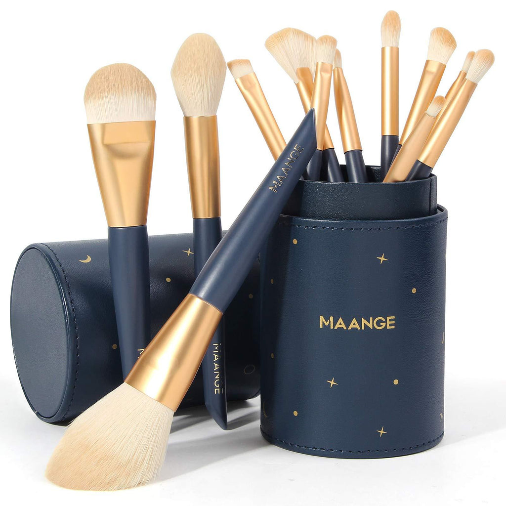 [Australia] - MAANGE Makeup Brushes 12 Pcs Professional Synthetic Makeup Brush Set With Holder Foundation Contour Powder Concealer Eye Shadow Make Up Brush 