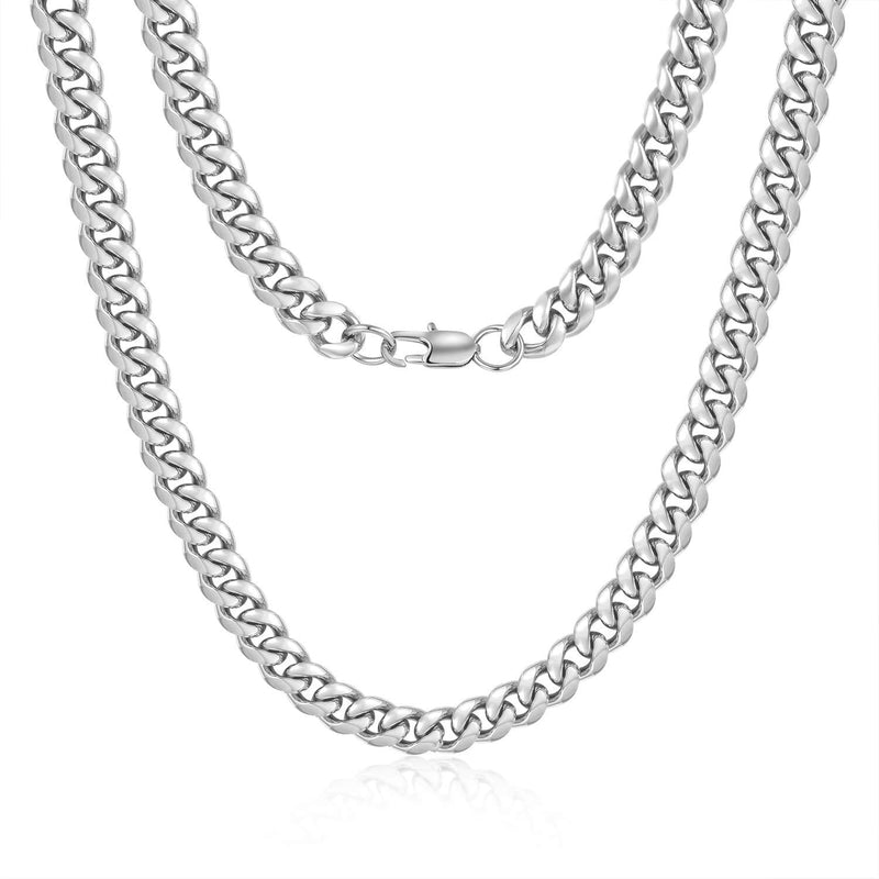 [Australia] - Jewlpire Diamond Cut Miami Mens Cuban Link Chain Necklace, Gold Chain | Silver Chain for Men Boys Women, Hip-Hop & Cool Style, 316L Stainless Steel/18K Gold Plated, 4/6/10mm, 18/20/22/24/26/30 Inch 18.0 Inches 10mm-stainless steel 