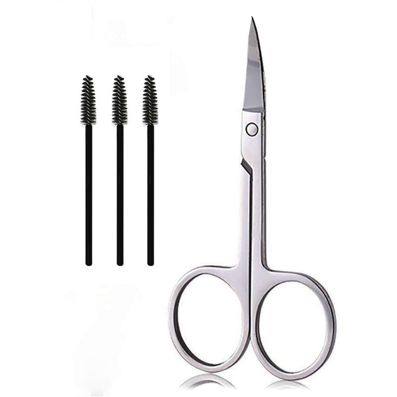 [Australia] - NEWEST Eyebrow Scissors and Three Eyebrow Brushs, beard and nose trimming scissors eyelash with curved craft stainless steel scissors 