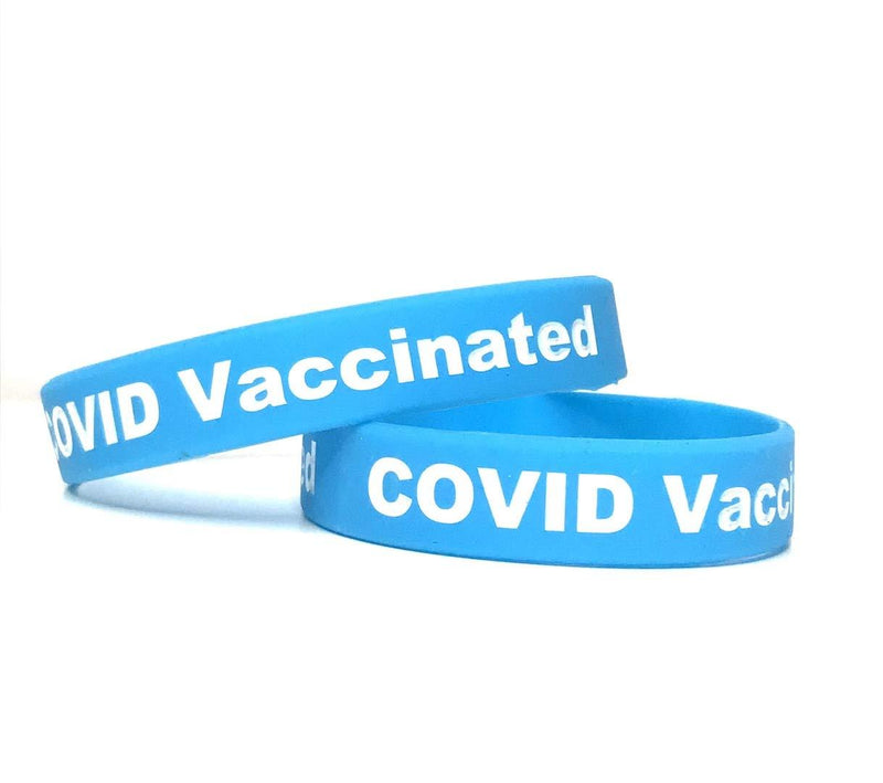 [Australia] - COVID Vaccinated Bracelet. Note: Sold Individually. 2 Shown to Display Front and Back Blue 8.0 Inches 