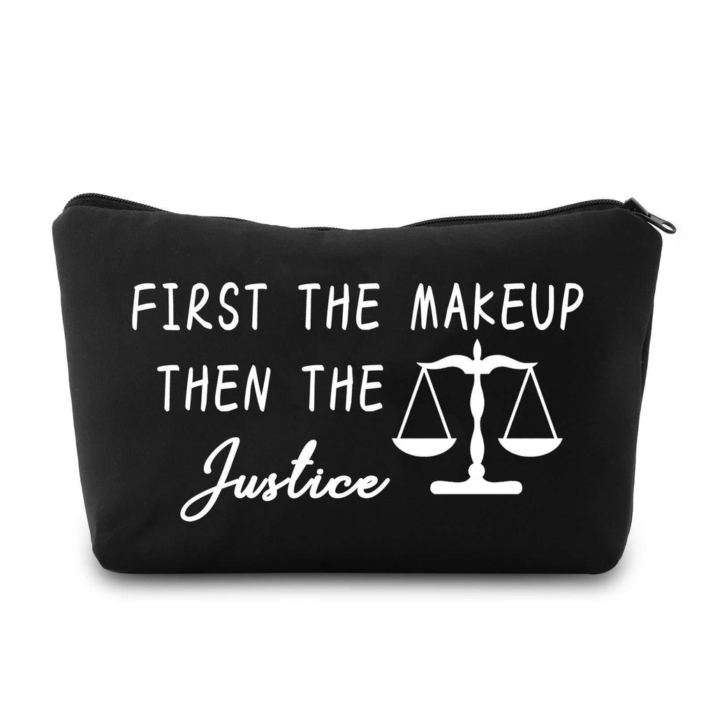 [Australia] - PXTIDY Scales of Justice Lawyer Gifts First the Makeup then the Justice Makeup Bag Cosmetic Bag Future Lawyer Gift Law Judge Student Graduation Gift (BLACK) BLACK 