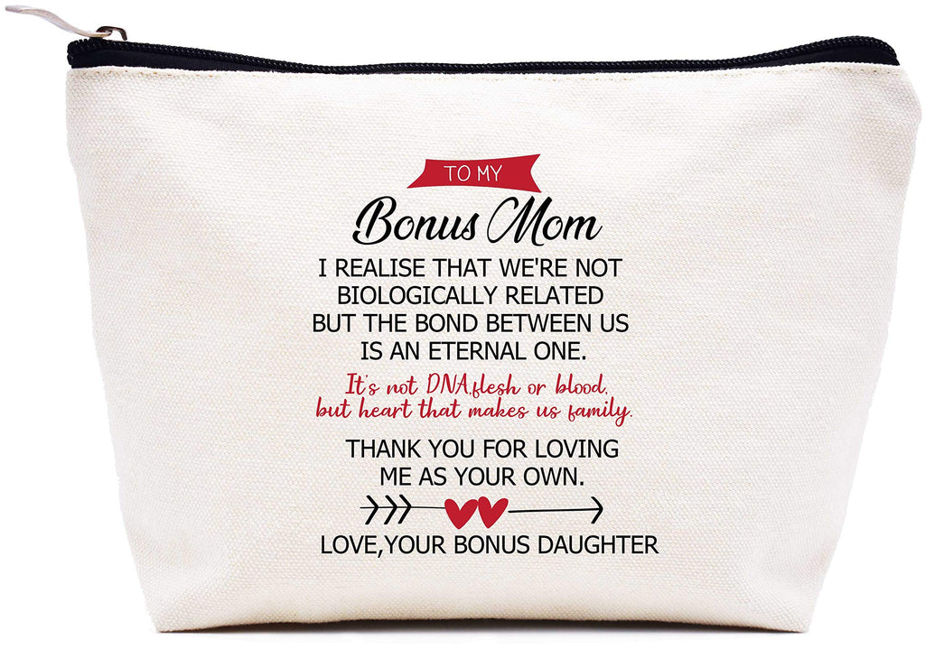 [Australia] - Makeup Bag Gift for Bonus Mom,Cosmetic Bag Gift for Mother-in-Law,Step Mother Gift from Daughter,Birthday Mothers Day Christmas Gift For Unbiological Mom,Thank You for Loving Me As Your Own 