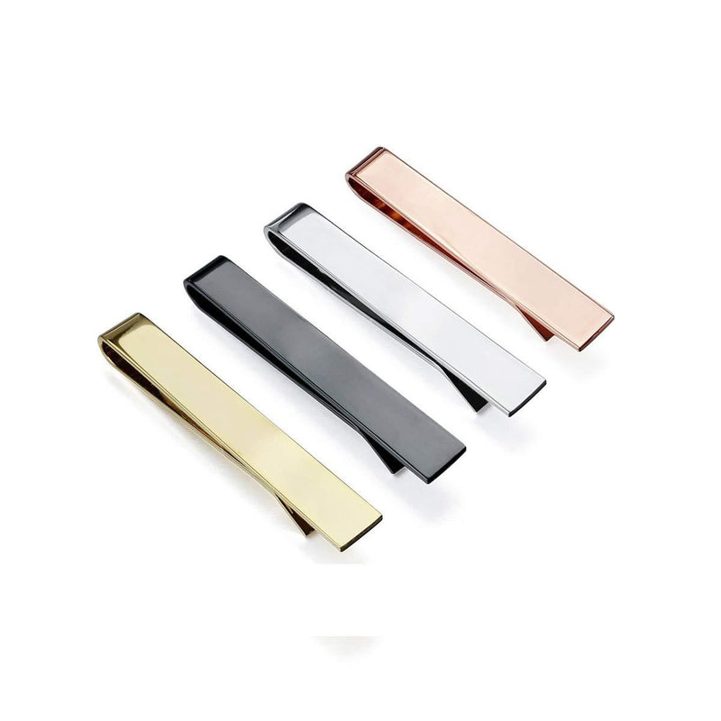[Australia] - HAWSON 1.5 Inch Tie Clips for Men Initial 4Pcs Tie Bar Personalized Suitable for Wedding Anniversary Business and Daily Life-Best Gifts for Skinny Tie High Polish Square Head-without Letter 