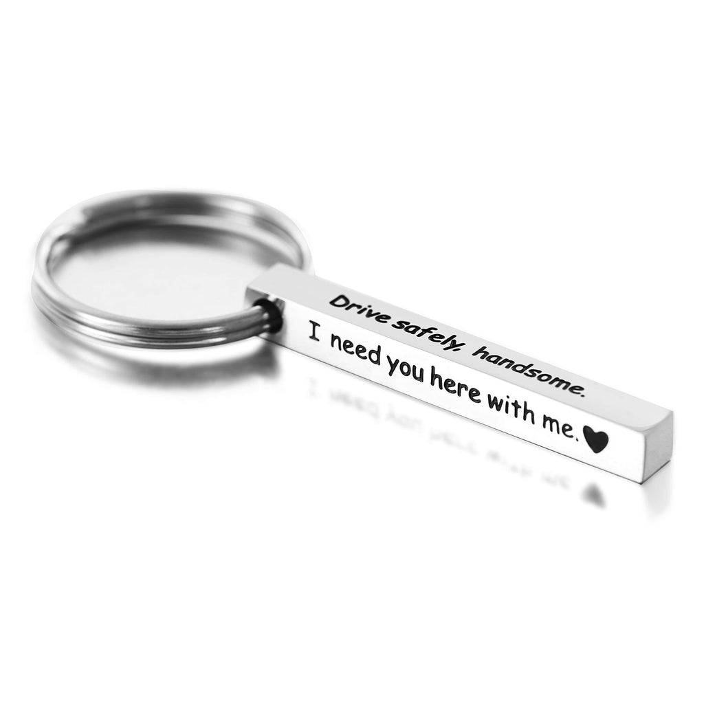 [Australia] - Boyfriend Keychains BF Keychain Husband Valentines Cute Keyring For Him Drive Safe Handsome I Need You Here With Me 