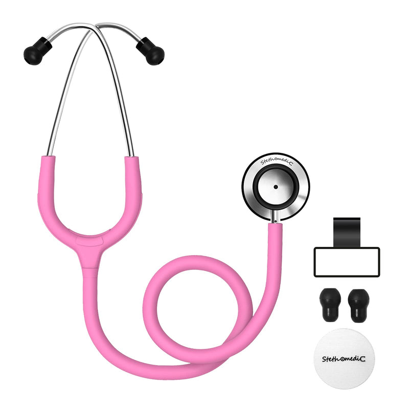 [Australia] - Dual Head Stethoscope for Medical and Home by FriCARE, Classic Lightweight Design, Stethoscope for Adult, Gift for Nurses, Doctors, Medical Students, 28 inch (Peach Pink) Peach Pink 