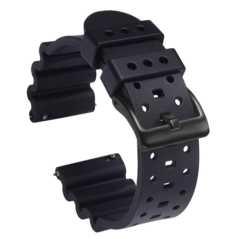[Australia] - Carty Silicone Watch Bands Quick Release Rubber Watch Straps for Men Women Premium Quality Waterproof - 20mm, 22mm,24mm Rubber Straps Black/Black buckle 