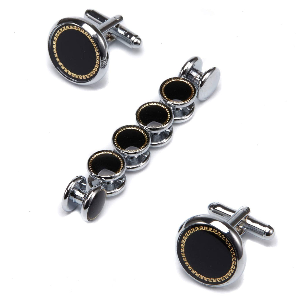 [Australia] - Ujoy Men's Jewelry Cufflinks and Studs for Tuxedo Shirts for Weddings, Business, Dinner Black 