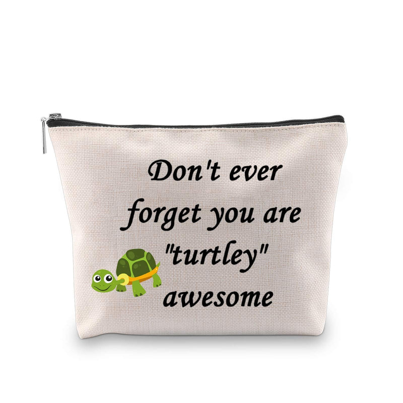 [Australia] - LEVLO Inspirational Turtle Gift Don’t Ever Forget You are Turtley Awesome Makeup Bags Graduation Birthday Gift (Turtley Awesome) 