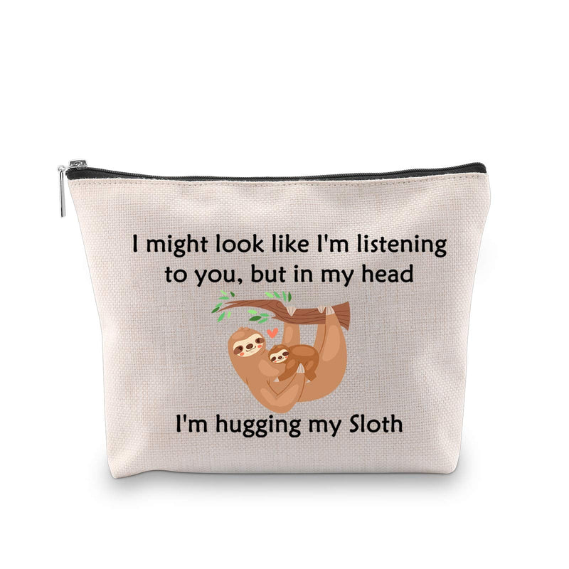 [Australia] - LEVLO Funny Sloth Lover Gift Cute Sloth Bags I'm Hugging My Sloth Makeup Bags Friendship Sloth Lovers Birthday Christmas Gift (I'm Hugging My Sloth) 