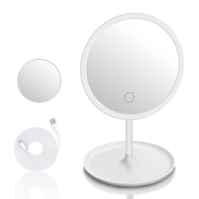 [Australia] - Janier Makeup Mirror with Lights,56 LED Vanity Mirror,3 Color Lighting Modes with Power Supply,Touch Dimming Switch,Portable Cosmetic Mirror with 5X Magnifying Mirror 