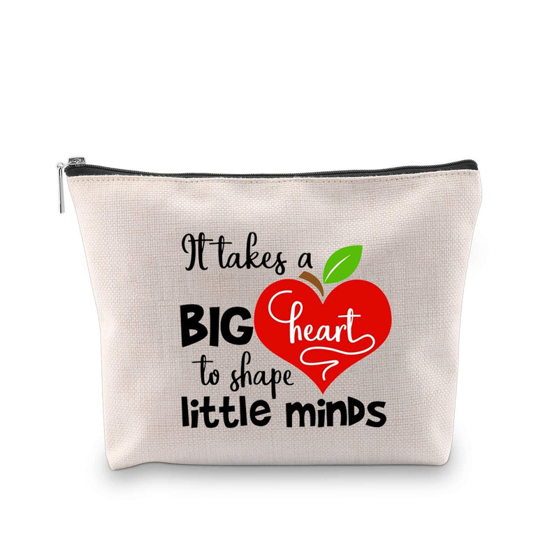 [Australia] - LEVLO Teachers Appreciation Gifts It Takes A Big Heart To Shape Little Minds Makeup Bags Teacher’s Day Thanksgiving Day Gifts (It Takes A Big Heart) 