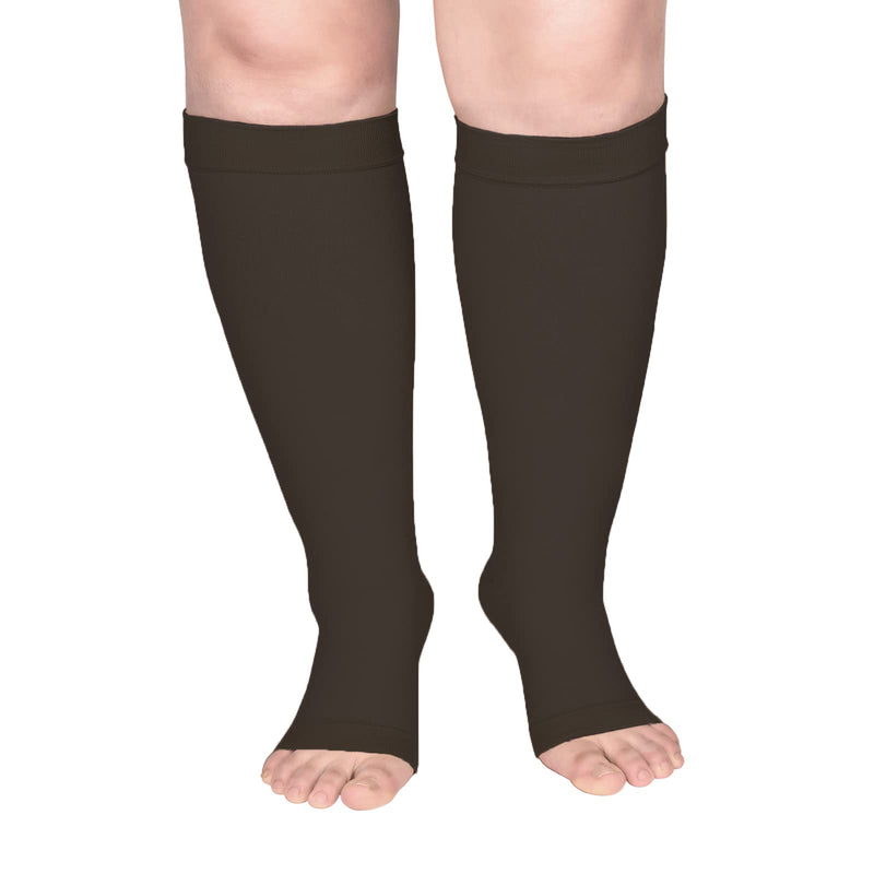 [Australia] - Blahhey 5XL Extra Wide Calf Compression Socks Toeless for Women Men 20-30 mmHg Plus Size Black 5X-Large 