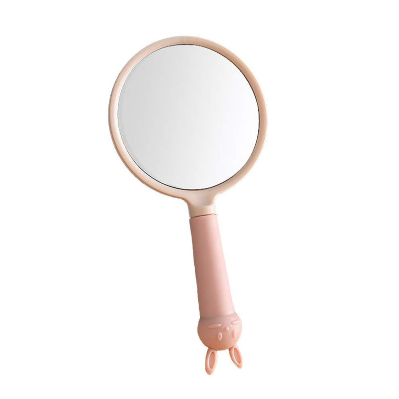 [Australia] - IKELOK Makeup Mirror Pink Hand Mirror Circle Vanity Mirror Handheld Mirror with Handle Mirror 