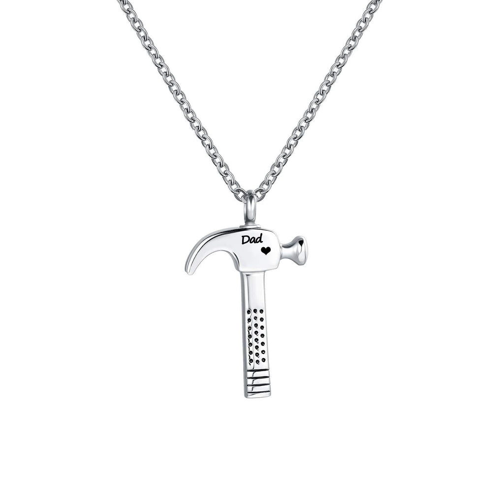 [Australia] - LuxglitterLin Hammer Construction Tool Urn Necklace for Ashes Laborer Cremation Keepsake Memorial Pendant Jewelry Dad Grandma Mom 