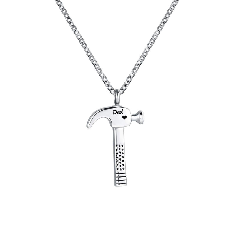 [Australia] - LuxglitterLin Hammer Construction Tool Urn Necklace for Ashes Laborer Cremation Keepsake Memorial Pendant Jewelry Dad Grandma Mom 