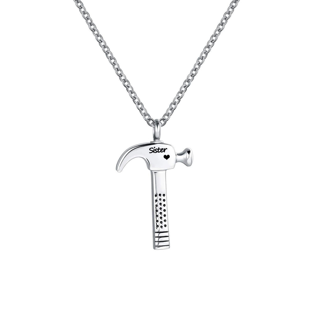 [Australia] - LuxglitterLin Hammer Construction Tool Urn Necklace for Ashes Laborer Cremation Keepsake Memorial Pendant Jewelry Dad Grandma Mom Sister 