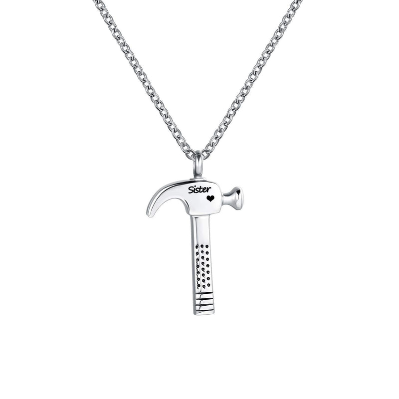 [Australia] - LuxglitterLin Hammer Construction Tool Urn Necklace for Ashes Laborer Cremation Keepsake Memorial Pendant Jewelry Dad Grandma Mom Sister 