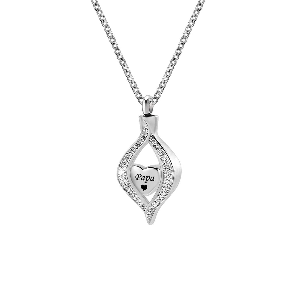 [Australia] - LuxglitterLin Teardrop Eye of My Heart Crystal Cremation Urn Necklace for Human Pet Ashes Holder Memorial Keepsake Pendant Jewelry Papa 