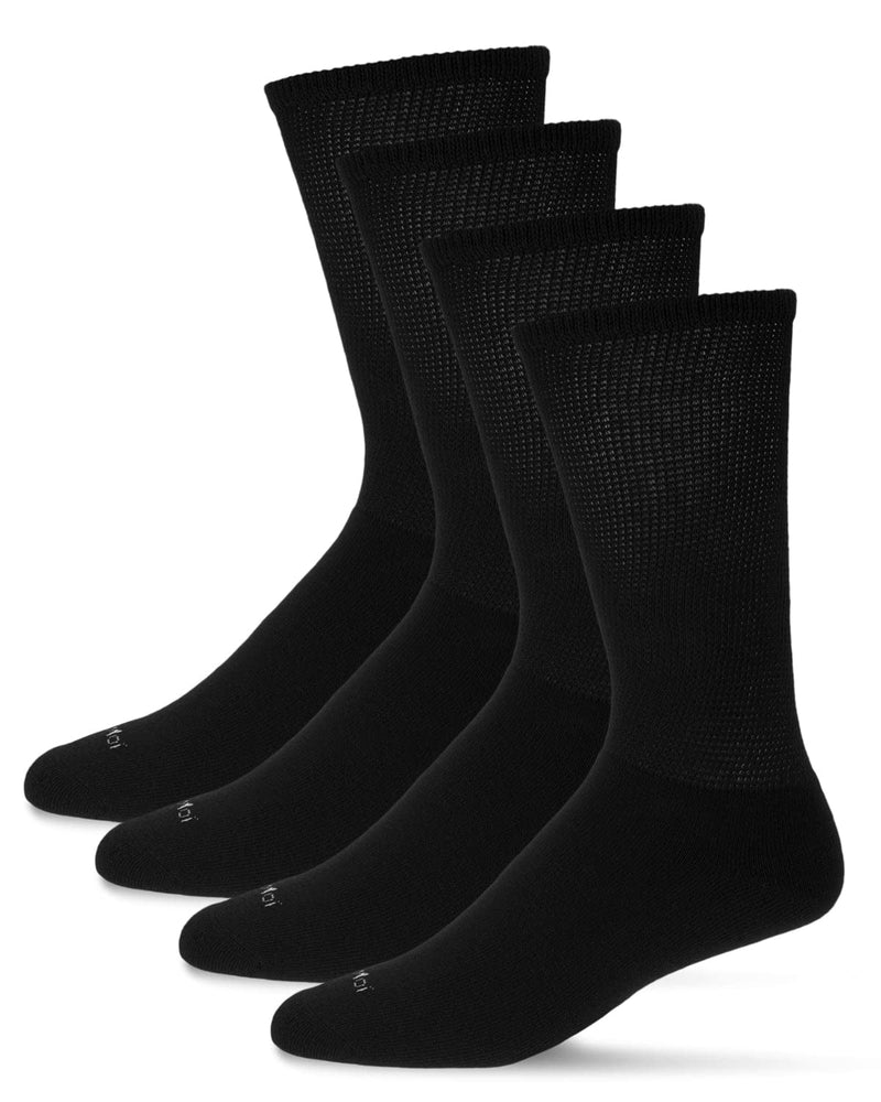 [Australia] - MeMoi 2 Pair Diabetic Full Cushion Crew Sock 10-13 Black/Black 