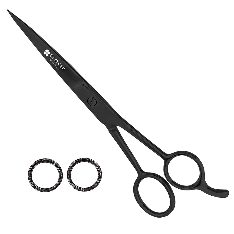 [Australia] - Clover Supply Co. Professional Barber Hair Cutting Scissors - Hair Shears - 6.5 Inches - Stainless Steel Black 