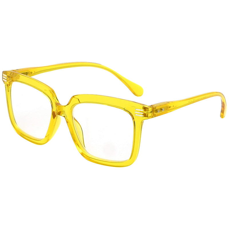 [Australia] - Eyekepper Square Reading Glasses for Women Large Frame Readers - Yellow +2.00 2.0 x 