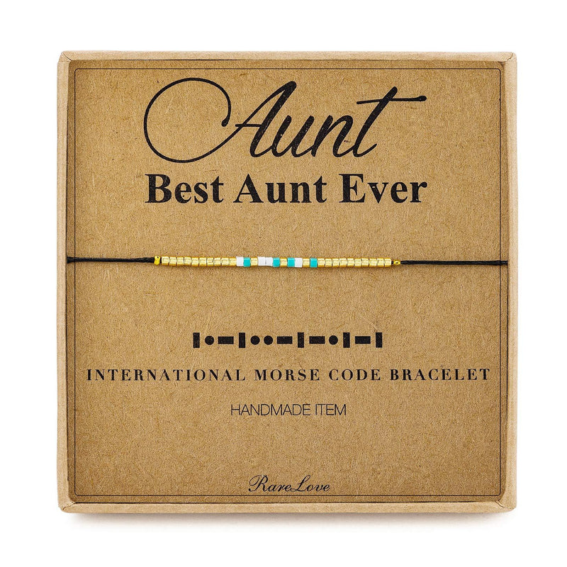 [Australia] - RareLove Best Aunt Ever Gifts Aunt Morse Code Beaded Bracelet Secret Message Jewelry Gift for Her, Waterproof Birthday for Aunts from Niece Nephew 