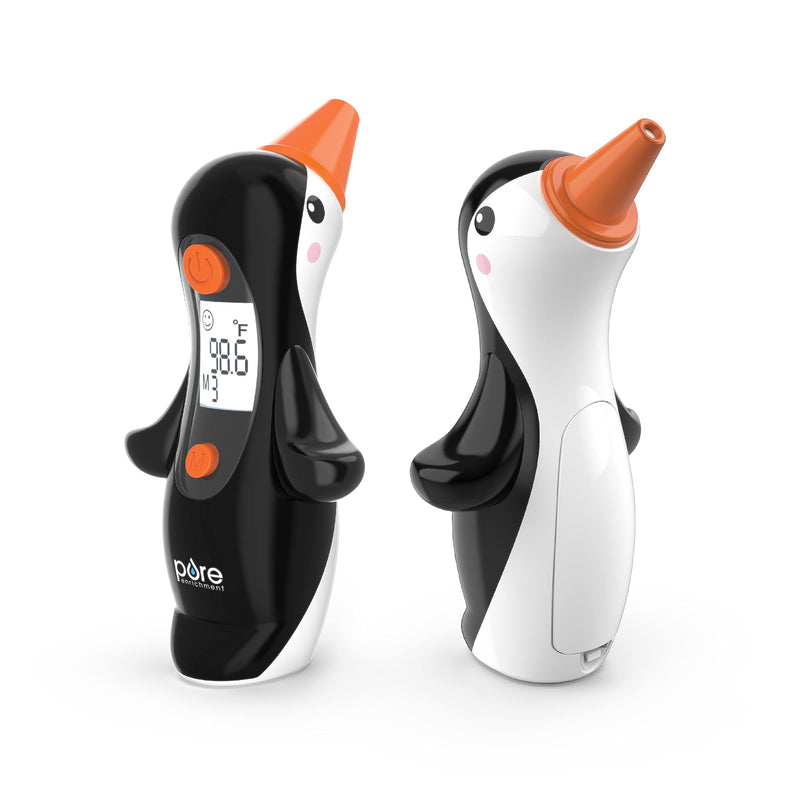 [Australia] - Pure Enrichment® ThermoBuddy™ Penguin Ear Thermometer - InstaRead™ Technology, LCD Backlit Display, 10 Memory Settings, Dual Scale Readings, Fever Alert and Cover - Ideal for Babies and Young Children 