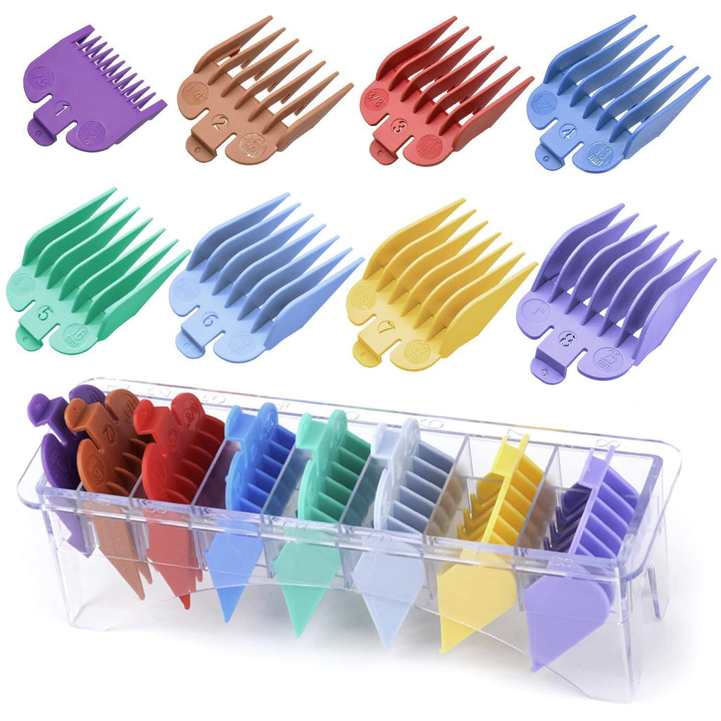 [Australia] - Professional Clipper Guards Guides Compatible with Most Wahl Clippers,8 Color Coded Hair Cutting Guides Combs #3170-400- 1/8 Inch to 1 Inch,with Organizer 