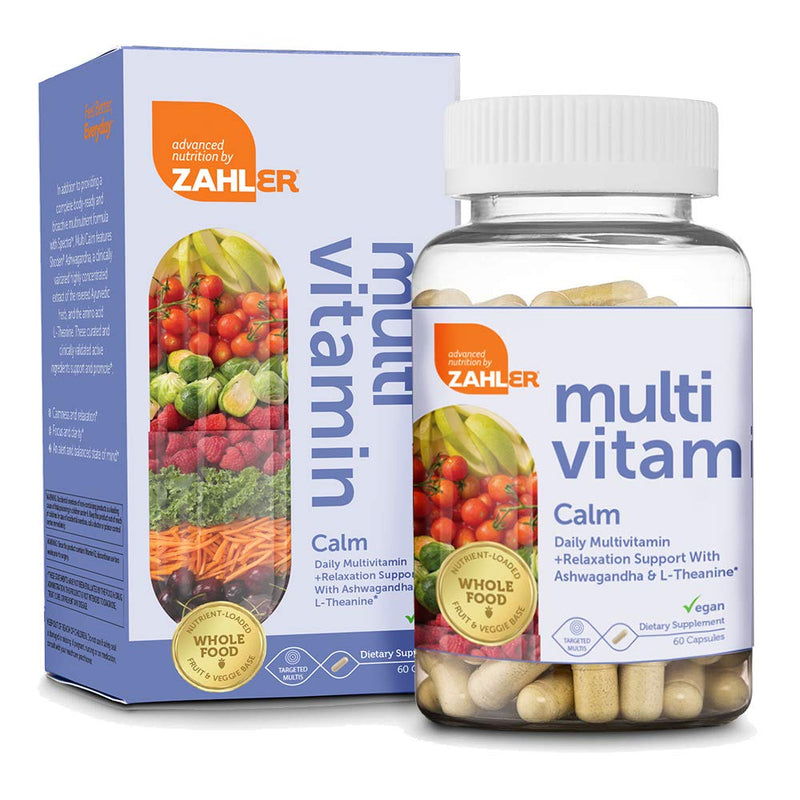 [Australia] - Zahler Multivitamin Calm, Daily Multivitamin +Relaxation Support, Multivitamin for Women and Men with Iron, Certified Kosher, 60 Capsules 