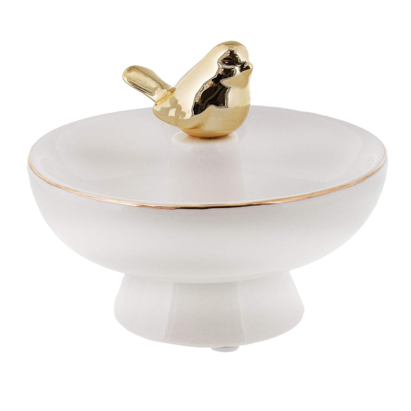 [Australia] - Ceramic Birdbath Ring Holder with Gold Bird 