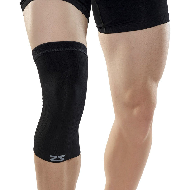 [Australia] - Zensah Compression Knee Sleeve - Relieve Knee Pain, Treat Runners Knee, Patella Large Midnight Black 