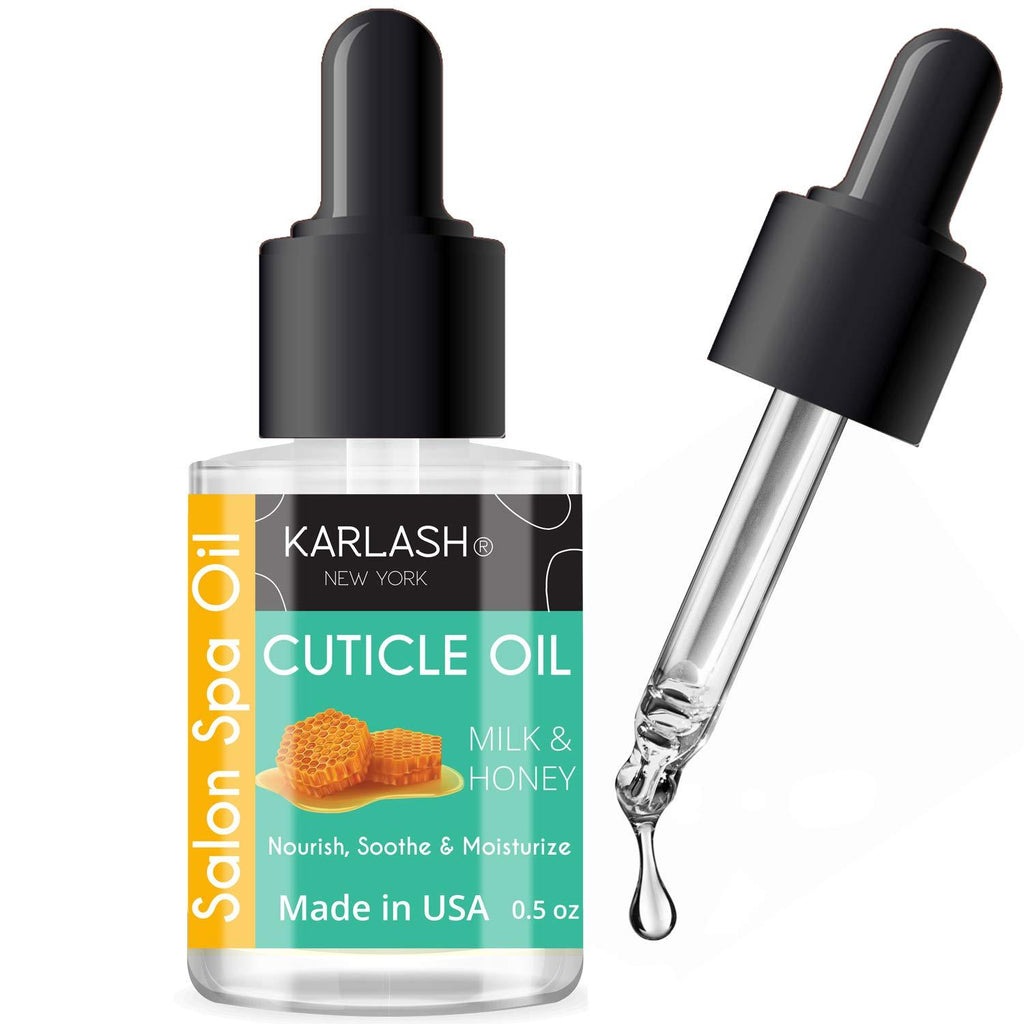 [Australia] - Karlash Salon Spa Premium Cuticle Oil Milk and Honey - Heals Dry Cracked and Rigid Cuticles. Vitamin E Enriched Treatment. Nourish and Moisturize Nails. 0.5 oz (1 Piece) 0.5 Fl Oz (Pack of 1) 