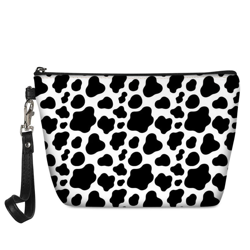 [Australia] - Renewold Cute Cow Print Cosmetic Bag Portable Travel Makeup Toiletry Pouch Brush Accessories Organizer Storage Hand-held Coin Purse Pencil Cases with Zipper for Men Women 