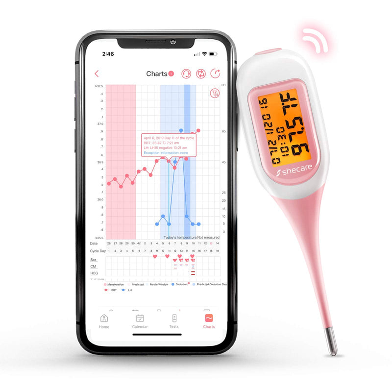 [Australia] - Shecare Smart Basal Thermometer for Ovulation Tracking, Digital Oral Body Temperature Thermometer for Fertility with Backlit, BBT Thermometer with Shecare App(iOS&Android)for Natural Family Planning 