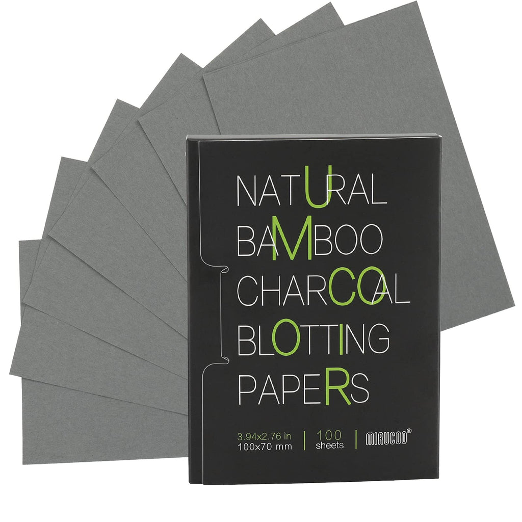 [Australia] - Mirucoo 100 Count Natural Bamboo Charcoal Blotting Papers Organic Facial Oil Absorbing Sheets for Oily Skin Care Daily Oil Control Linen Tissues (100 PCS/PK, 1 PK) 1 Pack 