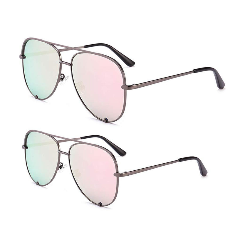 [Australia] - SORVINO Aviator Sunglasses for Women Classic Oversized Sun Glasses UV400 Protection 2pack Pink 