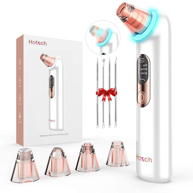 [Australia] - Blackhead Remover Pore Vacuum - Hotsch Blackhead Removal Tool, Pore Cleaner Acne Extractor Kit, LED Display USB Rechargeable with Upgraded Blue Light 4 Replaceable Suction Probes for Women & Men Gold 