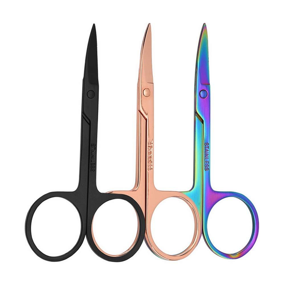 [Australia] - Eyebrow Scissors Cuticle Scissors,Stainless Steel Manicure Scissors for Nails, Multi-Purpose Small Curved Scissors Grooming Tools for Nose Beard Mustache Facial Hair( 3 pcs ) 