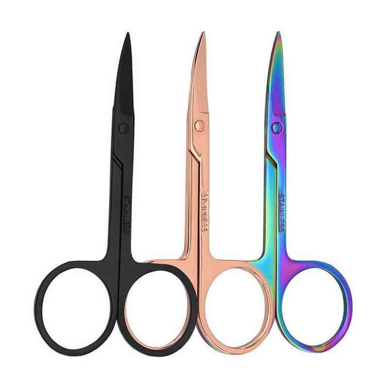 [Australia] - Eyebrow Scissors Cuticle Scissors,Stainless Steel Manicure Scissors for Nails, Multi-Purpose Small Curved Scissors Grooming Tools for Nose Beard Mustache Facial Hair( 3 pcs ) 