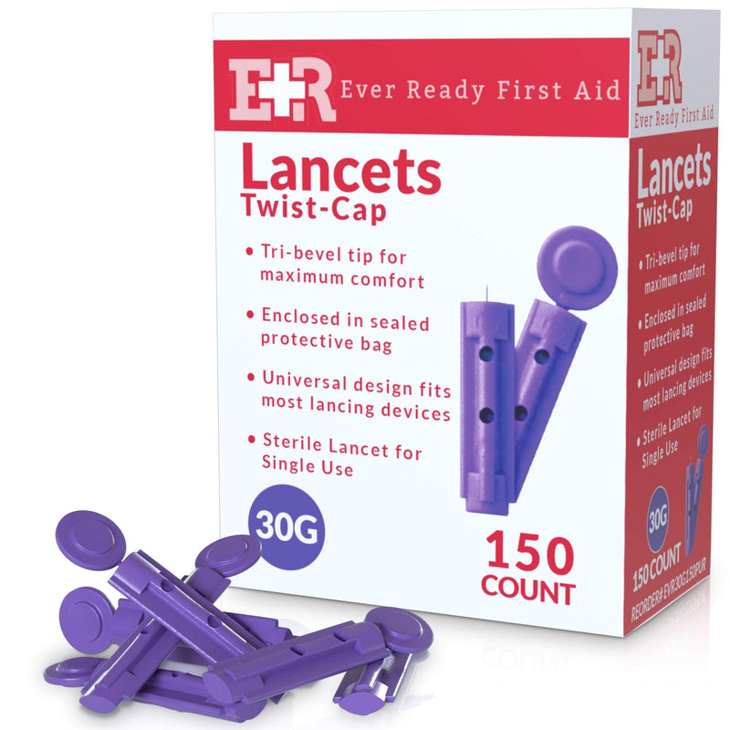 [Australia] - Ever Ready First Aid Sterile Twist-Cap Lancets 30G Purple - 150 Count 