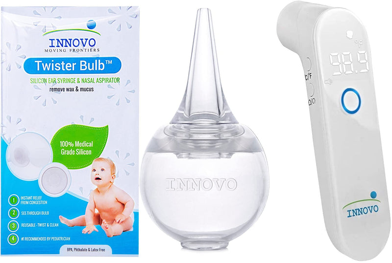 [Australia] - Innovo Ear Syringe, Nasal Aspirator and Touchless Digital Forehead Thermometer Bundle 