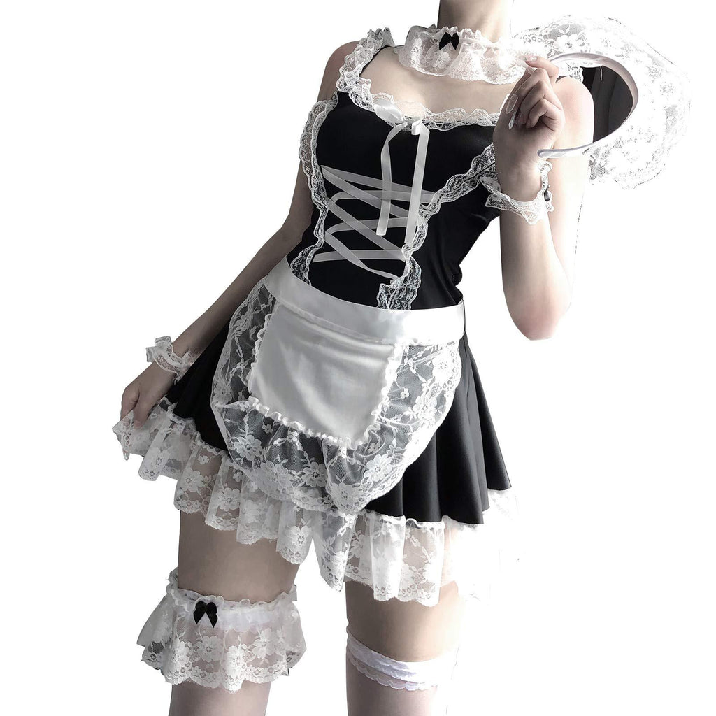 [Australia] - Iunong, Maid Dresses Sissy Maid Dress Cosplay Sweet Classic Lolita Apron Maid Dress with Socks 