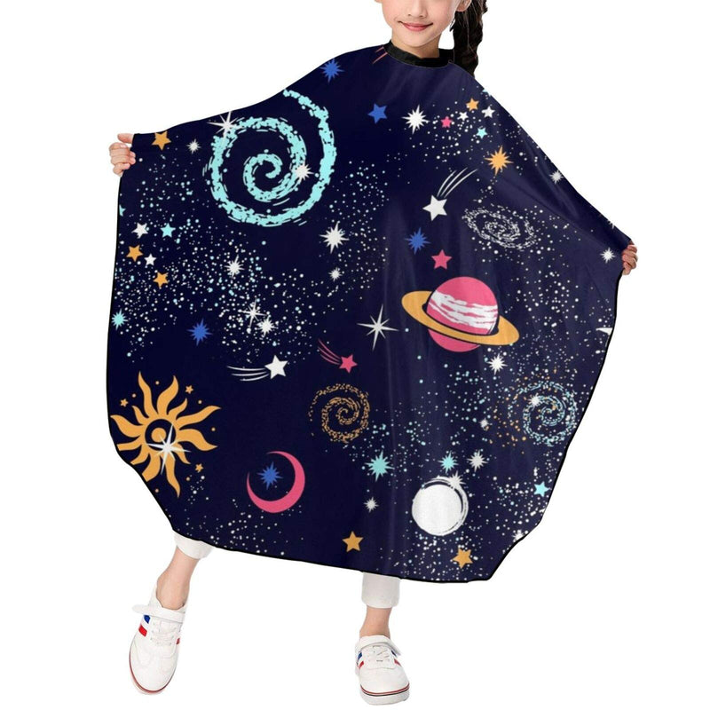 [Australia] - Galaxy Outer Space Children Haircut Cape, Hair Stylist Salon Haircut Gown, Boy Girl Salon Cutting Barber Hairdressing Hairdresser Apron Lightweight 47 X 39 in 