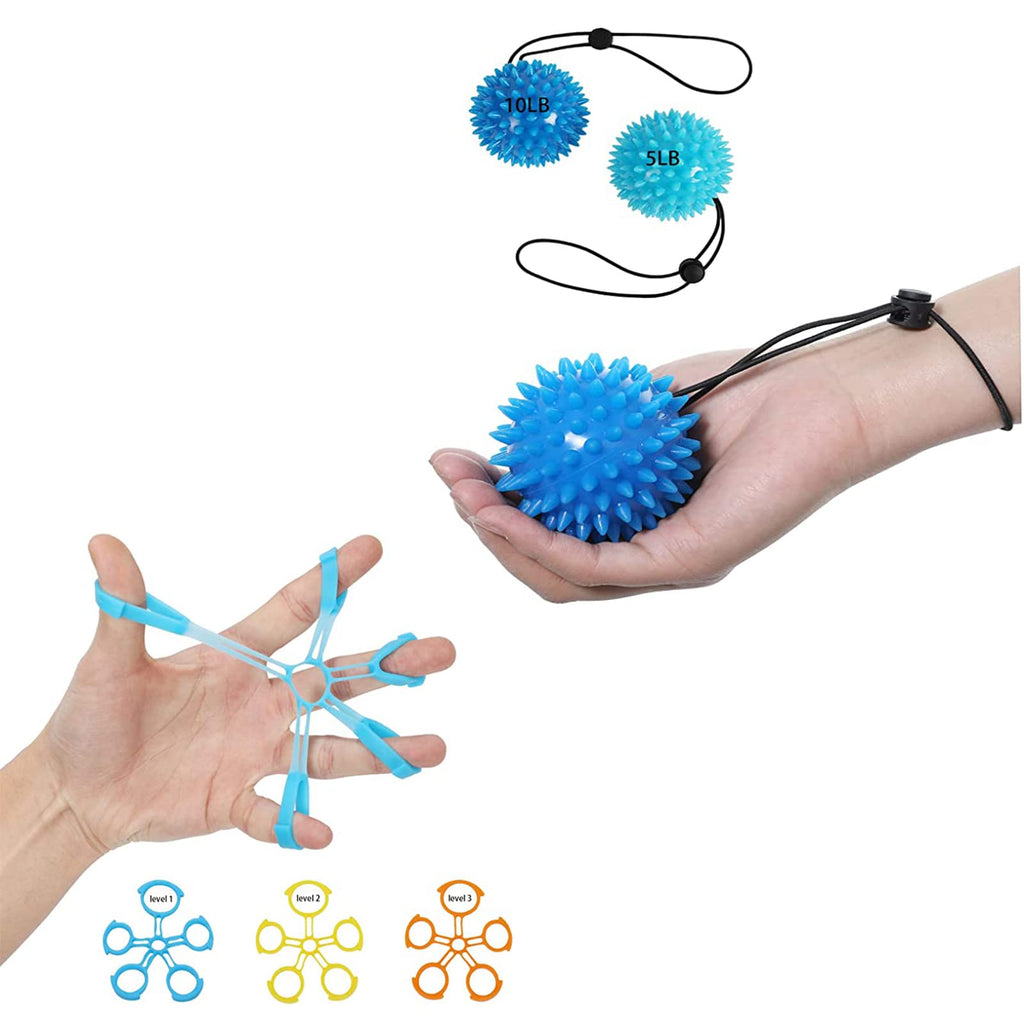 [Australia] - Hand Balls for Exercise and Physical Therapy (2 Pack) - Adjustable Wrist Strap to Prevent Falling - for Kids, Elderly and Adults - 2 Resistance Levels Stress Relief Ball Relieve Wrist & Thumb Pain 