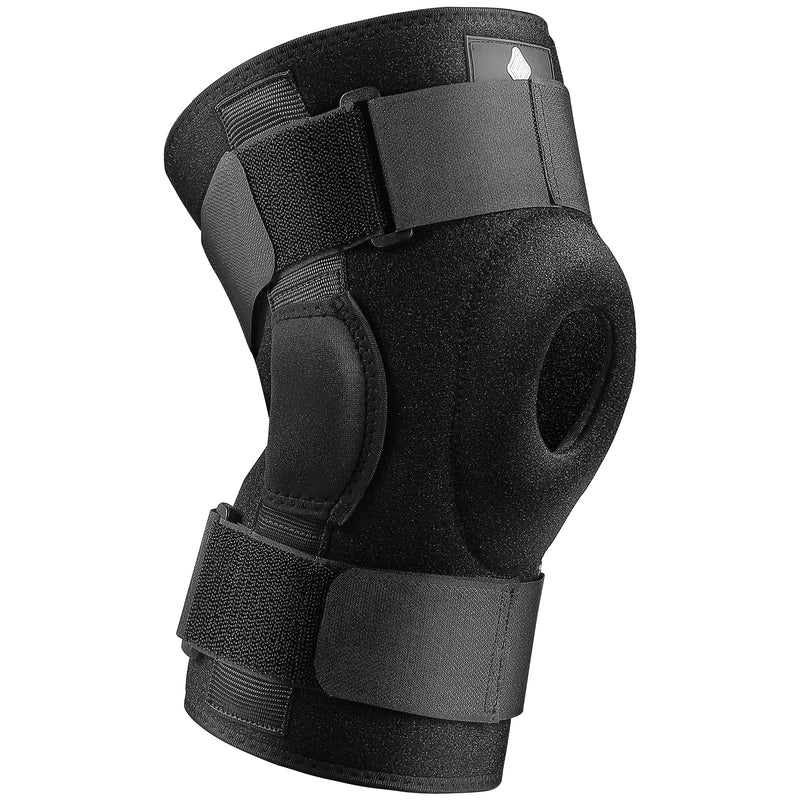 [Australia] - NEENCA Hinged Knee Brace, Adjustable Compression Knee Support Brace for Men & Women, Open Patella Knee Wrap for Knee Pain, Swollen,Meniscus Tear,ACL,PCL,MCL,Joint Pain Relief, Injury Recovery. Large 