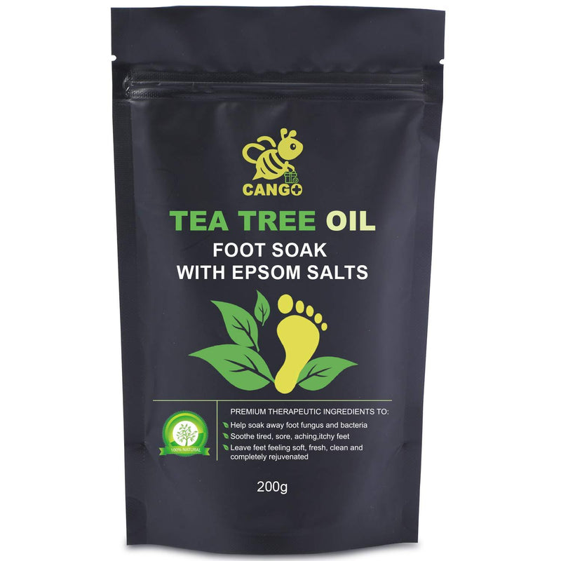 [Australia] - Tea Tree Oil Foot Soak with Epsom Salt, CANGO Foot Bath Salts - Remove Toxins, Foot Callus, Fight Infections, Boost Immunity, Help Treat Athletes Foot, Inflammation, Relieve Tired, Achy, Itchy Feet 