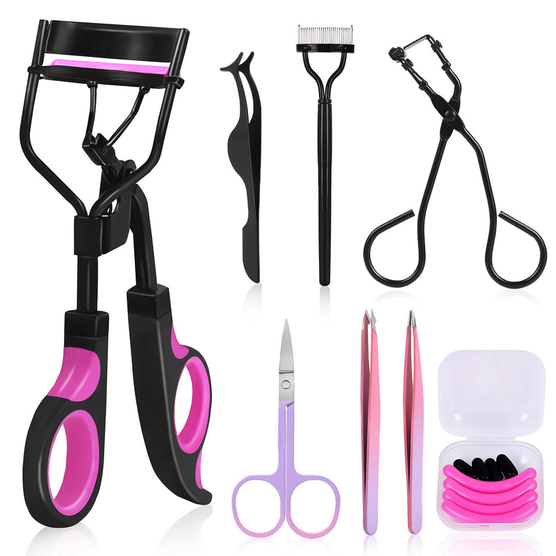 [Australia] - Eyelash Curler, Moduskye 7 IN 1 Lash Curler Kit with Refill Pads, Partial Curlers Eyelash Extension Clip Comb Tweezers Scissors,  Premium Eyes Makeup Tools for Women Long-lasting Natural Lash Curls 