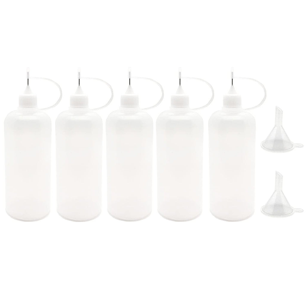 [Australia] - 5 Pcs Precision Tip Applicator Bottles, MYYZMY 4 Ounce Needle Tip Bottle, with 2 Pcs Mini Funnel, White Lid 