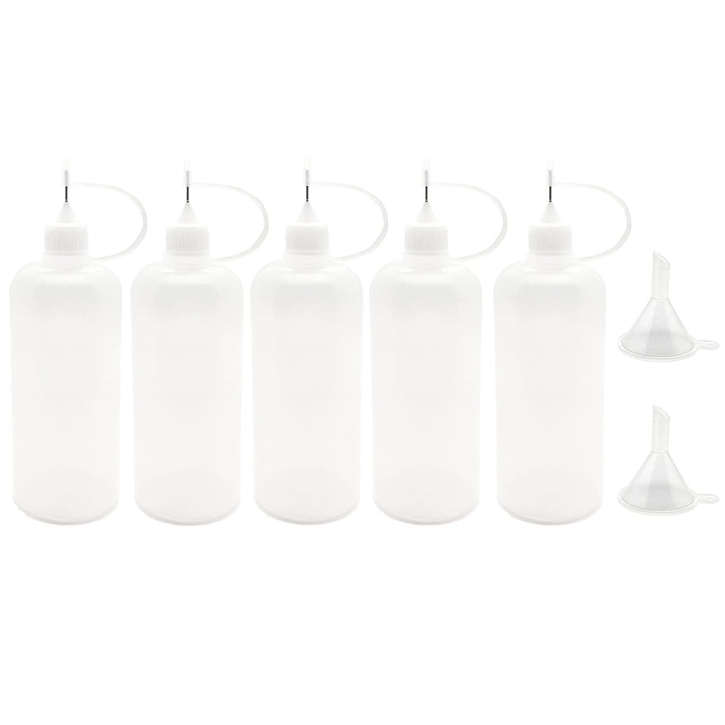 [Australia] - 5 Pcs Precision Tip Applicator Bottles, MYYZMY 4 Ounce Needle Tip Bottle, with 2 Pcs Mini Funnel, White Lid 